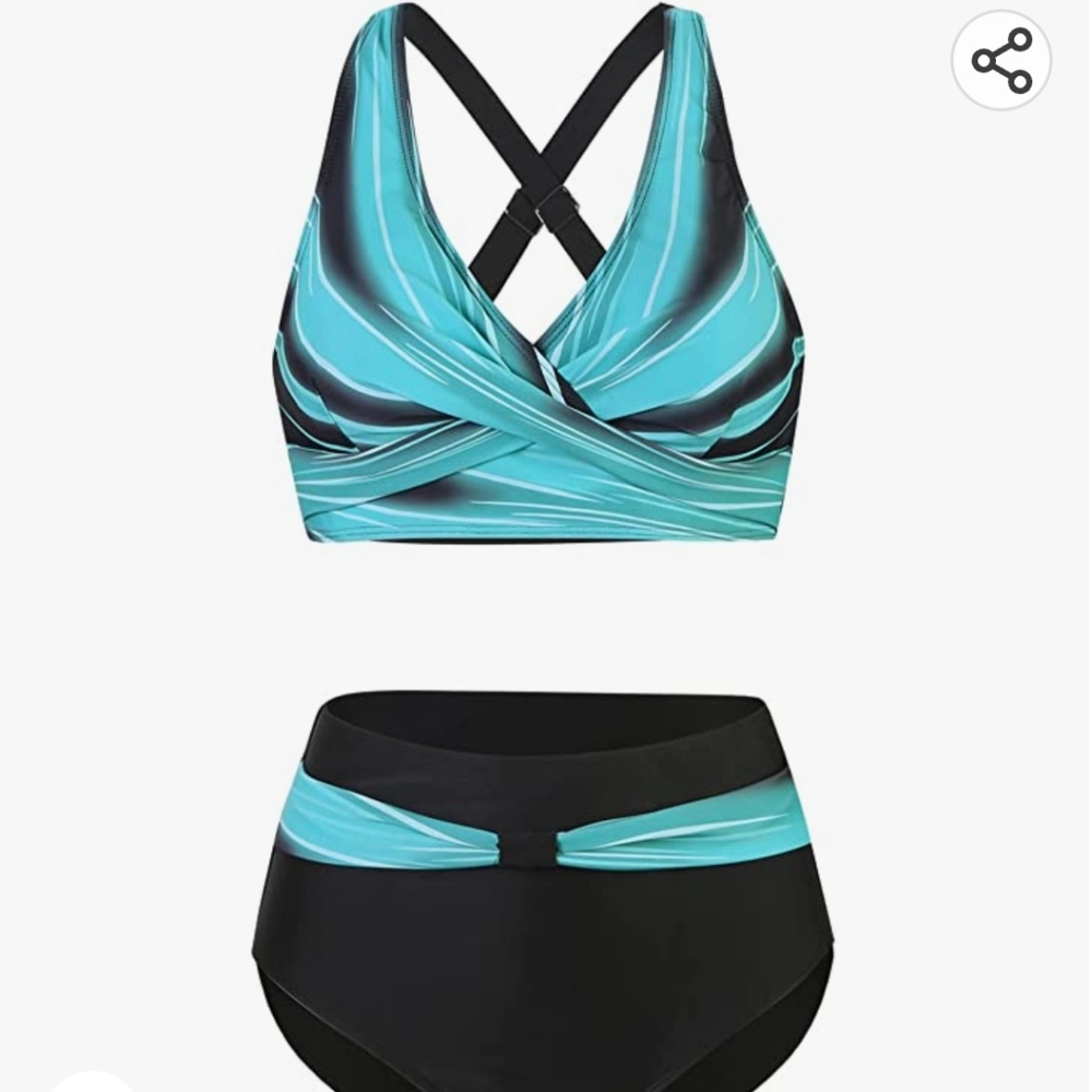 SEAFORM Womens Two Piece Swimsuits Wrap Front Bikini High Waisted Bottom - Picture 2 of 3